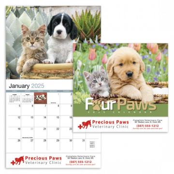 Four Paws Appointment Wall Calendar - Stapled